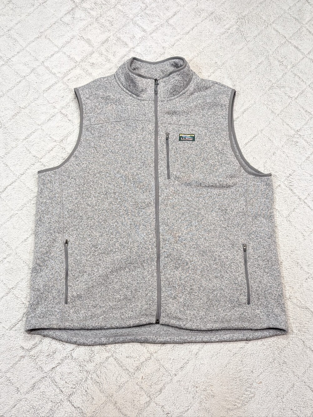 LL Bean Vest Mens XXL Tall Gray Fleece Sweater Full Zip Outdoor Casual